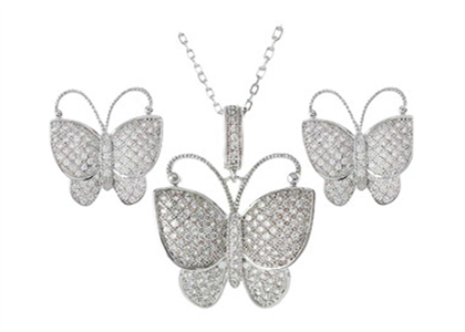 White Gold Plated | Hearts Pendant Sets